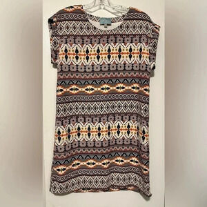 Skies are blue relaxed fit shift dress Aztec cap sleeves size XS